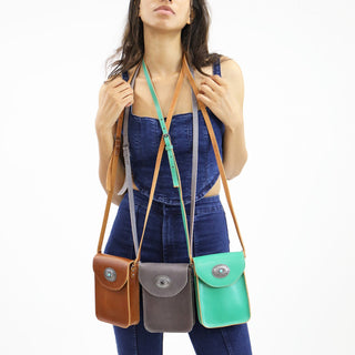 Leather Concho Cellphone Crossbody - Handbag - mostwantedusa