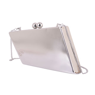 Metallic Chrome Asymmetrical Clutch - Handbag - mostwantedusa