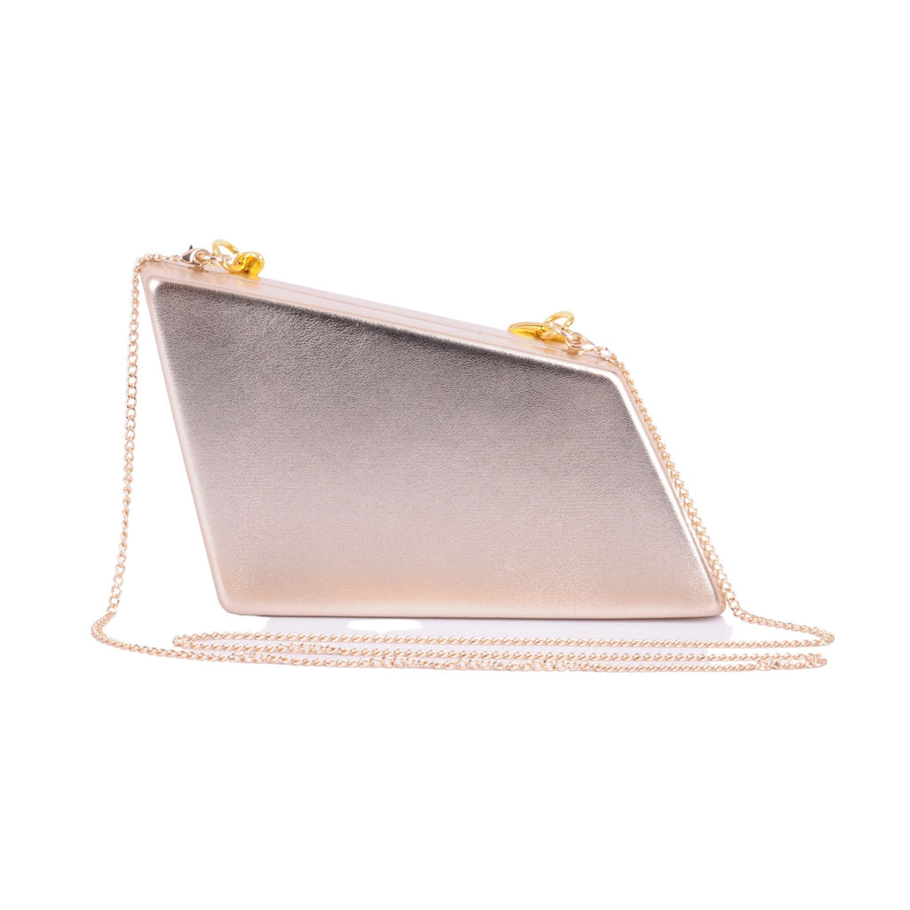 Metallic Faux Leather Asymmetrical Clutch - Handbag - mostwantedusa