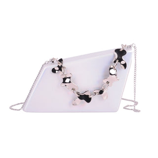 Metallic Faux Leather Asymmetrical Clutch - Handbag - mostwantedusa