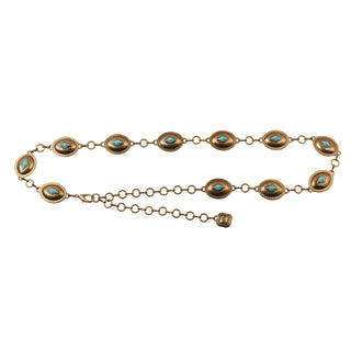 Mini Oval Turquoise Concho Chain Belt - Belt - mostwantedusa