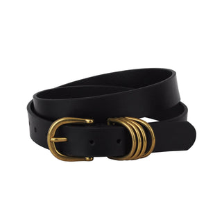 Multi D - Ring Genuine Leather Belt - Black/Tan - Belt - mostwantedusa