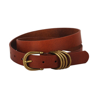 Multi D - Ring Genuine Leather Belt - Black/Tan - Belt - mostwantedusa