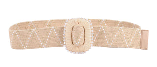 Pearled Buckle Chevron Pattern Stretch Belt - Belts - mostwantedusa