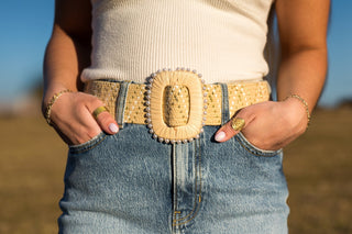 Pearled Buckle Chevron Pattern Stretch Belt - Belts - mostwantedusa