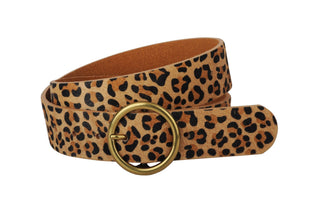 Plus Sized Leopard Print Leather Belt with Calf Hair - mostwantedusa