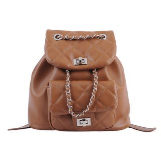 Quilted Mini Backpack with Chain - Handbag - mostwantedusa