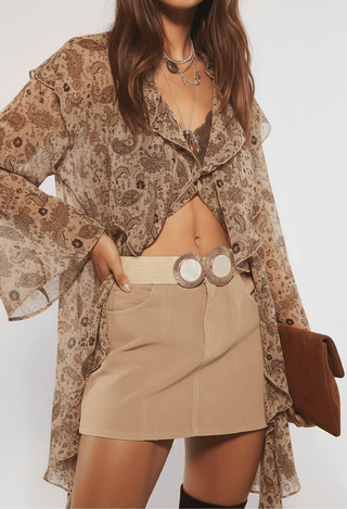 Raffia Stretch Belt with Pearl Buckle - Belts - mostwantedusa