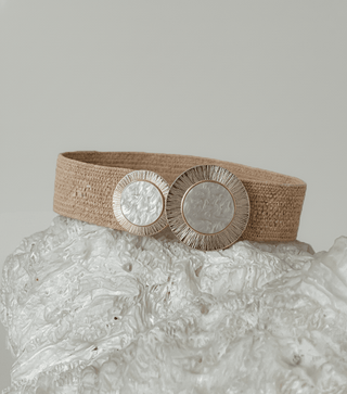 Raffia Stretch Belt with Pearl Buckle - Belts - mostwantedusa