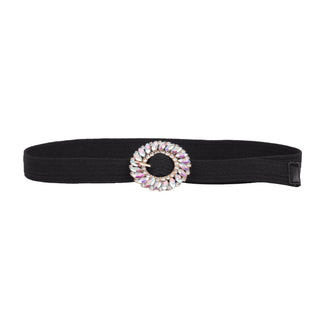 Rhinestone Floral Buckle Stretch Belt