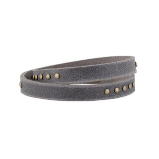 Simple Studded Double Wrap Leather Bracelet - Bracelet - mostwantedusa