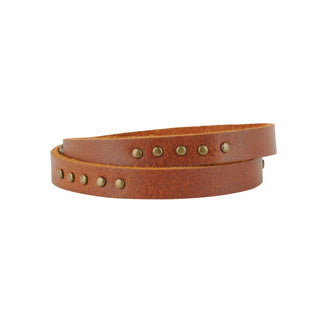 Simple Studded Double Wrap Leather Bracelet - Bracelet - mostwantedusa