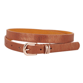 Skinny Shimmer Leather Gold Buckle Belt - Belt - mostwantedusa