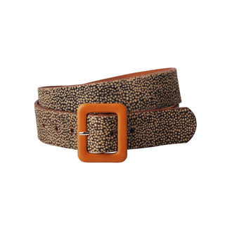 Spotted Giraffe Print Calf Hair Belt with PU Leather Buckle - Belt - mostwantedusa