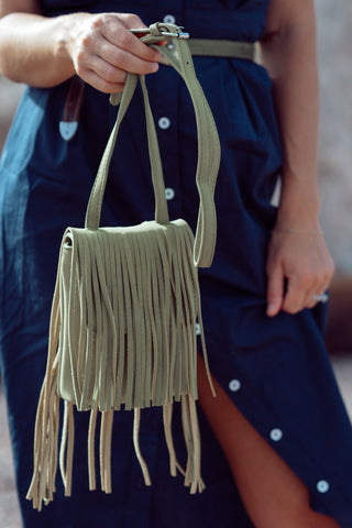 Suede Fringe Crossbody Bag - Handbag - mostwantedusa