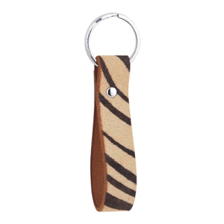 Tan Zebra Print Calf Hair Keychain - Small Leather Good - mostwantedusa