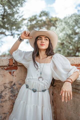 Turquoise Bordered Heart Concho Chain Belt - Belts - mostwantedusa