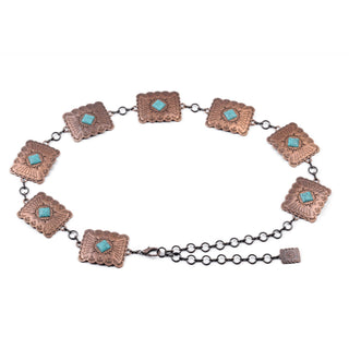 Turquoise Square Concho Chain Belt - Belt - mostwantedusa