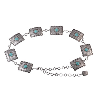 Turquoise Square Concho Chain Belt - Belt - mostwantedusa