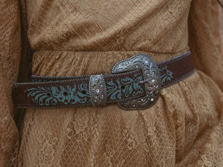 Turquoise Tinted Rhinestone Western Buckle Belt - Belt - mostwantedusa