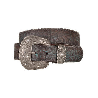 Turquoise Tinted Rhinestone Western Buckle Belt - Belt - mostwantedusa