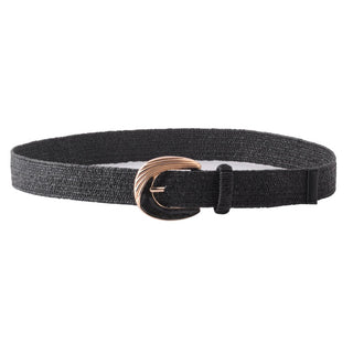 Two-Tone Sculpted Curve Buckle Raffia Belt - Belt - mostwantedusa