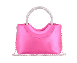 Vibrant Satin Crossbody Bag with Rhinestone Handle - Handbag - mostwantedusa