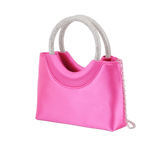 Vibrant Satin Crossbody Bag with Rhinestone Handle - Handbag - mostwantedusa