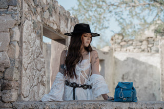 Western Turquoise Stone w/ Oval Ring Concho Tie - Belts - mostwantedusa