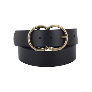 Wide Double Circle Buckle Leather Belt - Belt - mostwantedusa