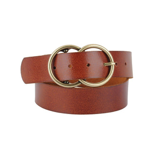 Wide Double Circle Buckle Leather Belt - Belt - mostwantedusa