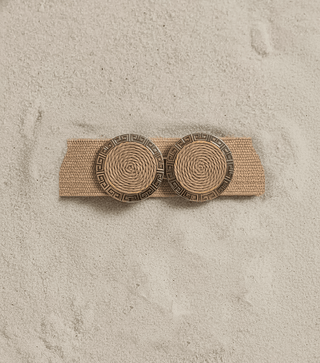 Wide Raffia Stretch Belt with Woven Rope Spiral Double Circle Buckle - Belts - mostwantedusa