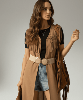 Wide Raffia Stretch Belt with Woven Rope Spiral Double Circle Buckle - Belts - mostwantedusa
