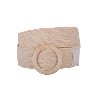 Woven Raffia Circle Buckle Stretch Waist Belt - Belts - mostwantedusa