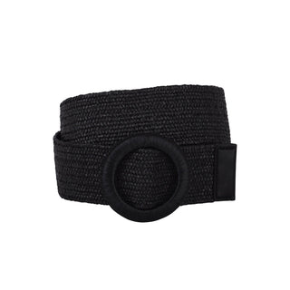 Woven Raffia Circle Buckle Stretch Waist Belt - Belts - mostwantedusa