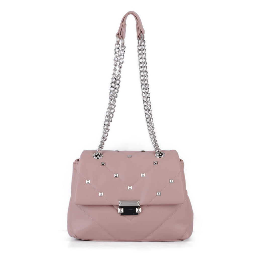 Stud Quilted Trapezoid Chain Crossbody - mostwantedusa