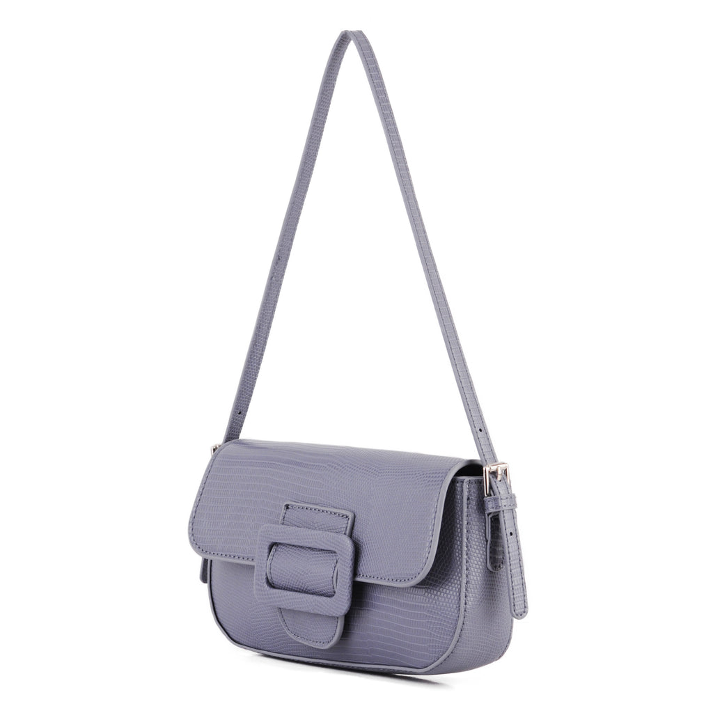 Women - Lizard Print Buckle Baguette - mostwantedusa