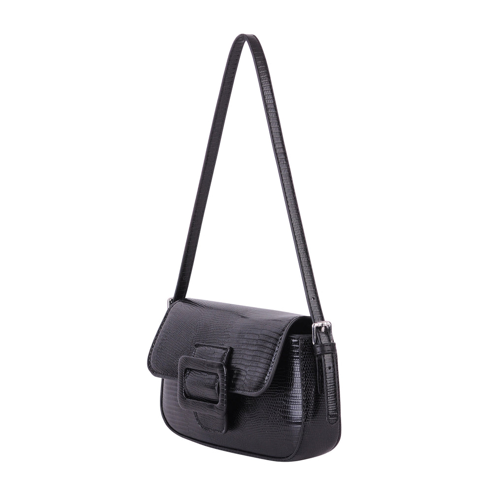 Lizard Print Buckle Baguette - mostwantedusa