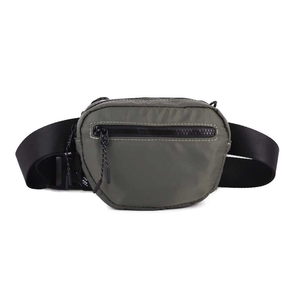 Front of Army Green 3-in-1 Nylon Belt Bag with Rope Strap | Most Wanted USA