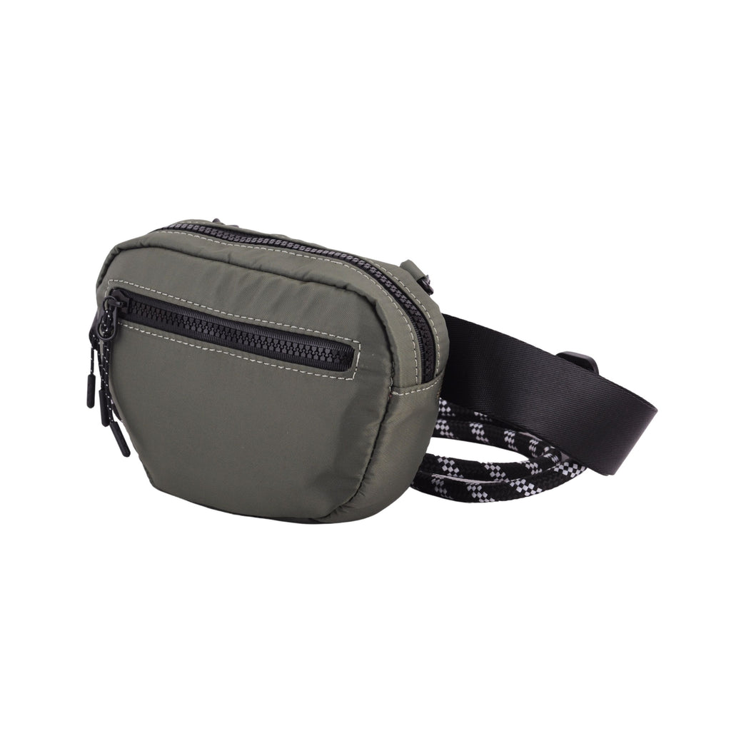 Side of Army Green 3-in-1 Nylon Belt Bag with Rope Strap | Most Wanted USA
