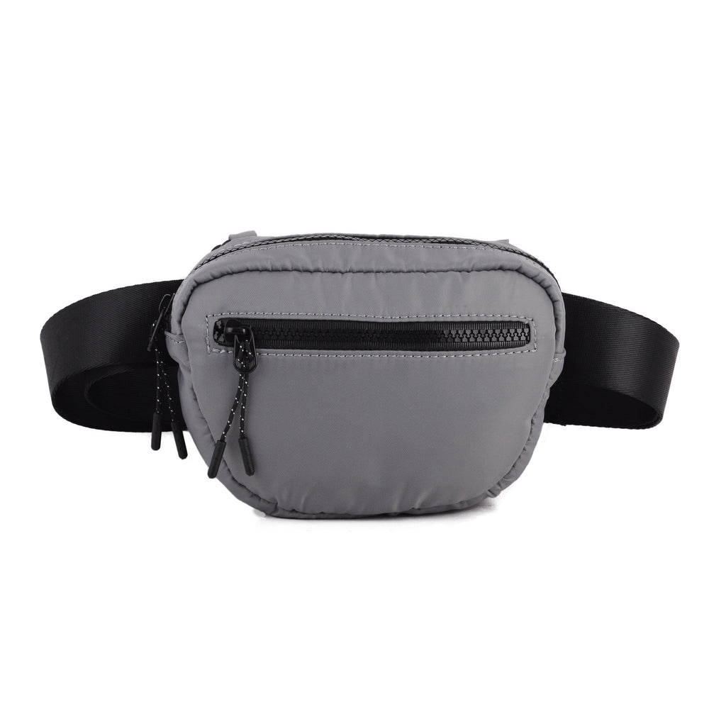 Front of Ash Grey 3-in-1 Nylon Belt Bag with Rope Strap | Most Wanted USA