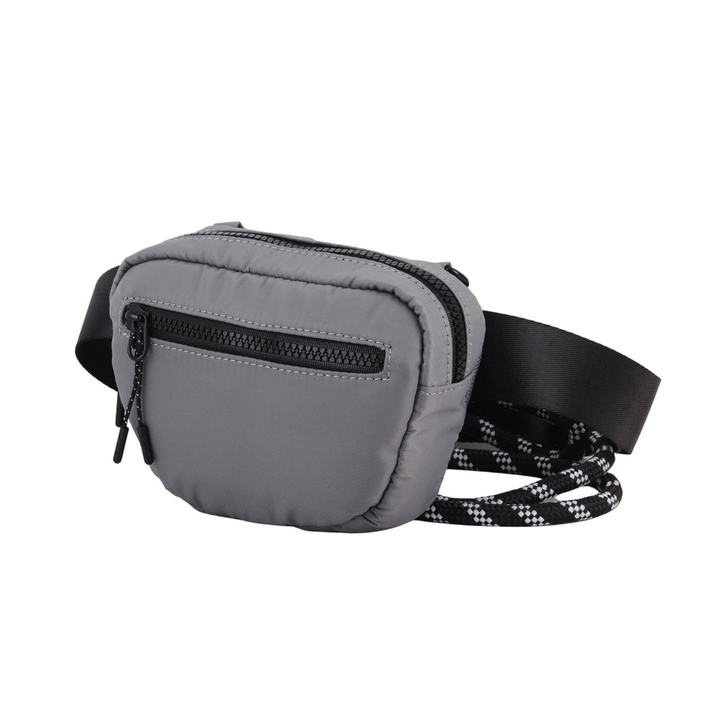 Side of Ash Grey 3-in-1 Nylon Belt Bag with Rope Strap | Most Wanted USA