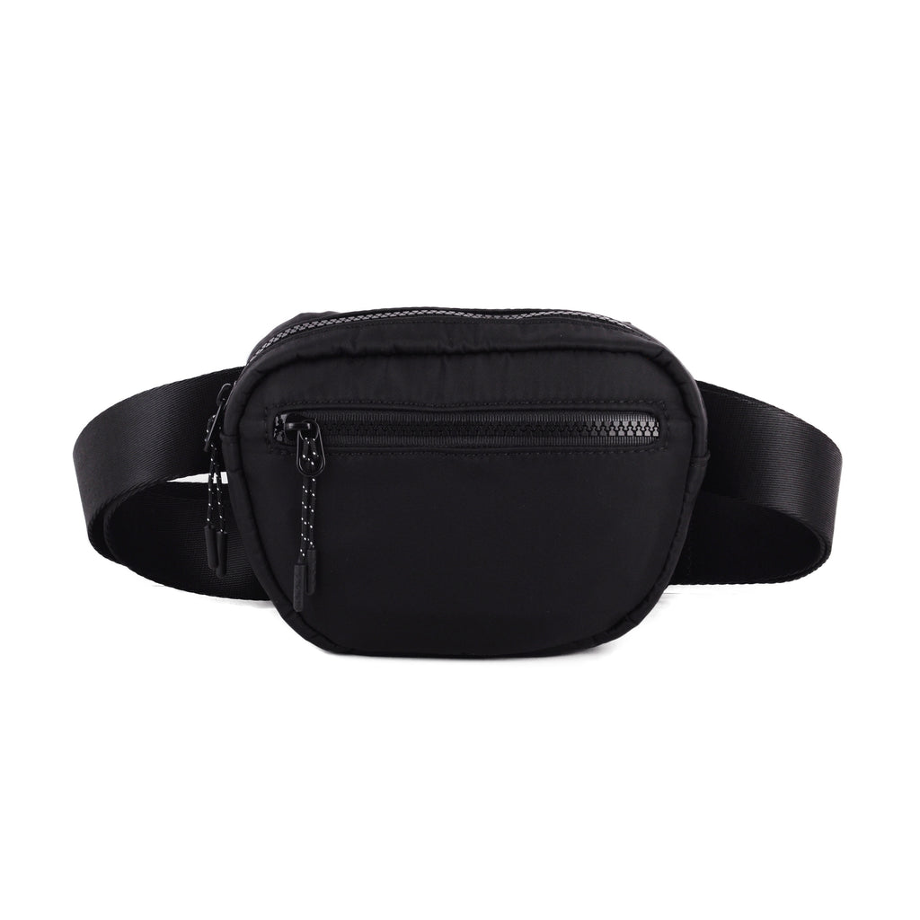 Front of Black 3-in-1 Nylon Belt Bag with Rope Strap | Most Wanted USA