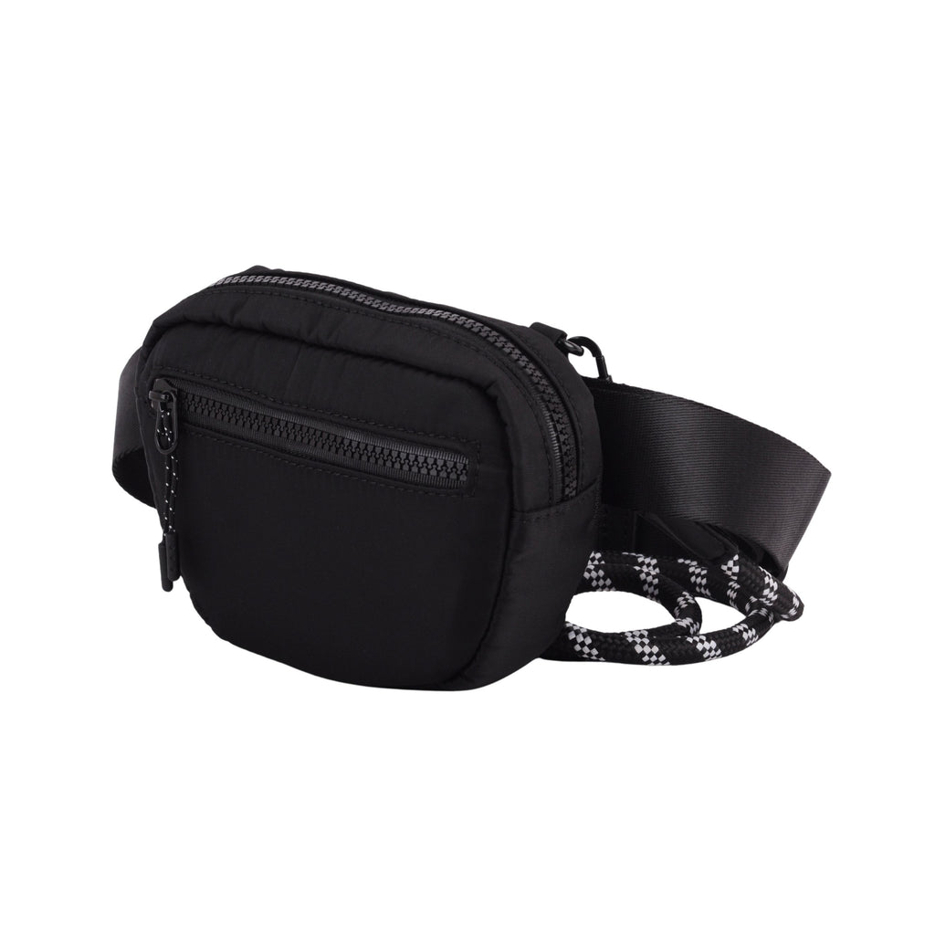 Side of Black 3-in-1 Nylon Belt Bag with Rope Strap | Most Wanted USA