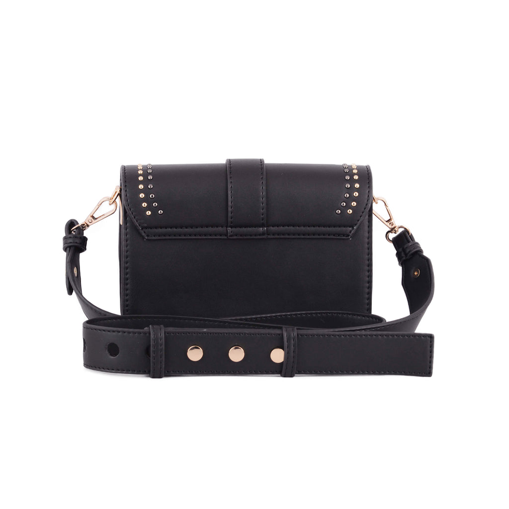 Back of Black Gold and Silver Studded Camera Strap Crossbody | Most Wanted USA