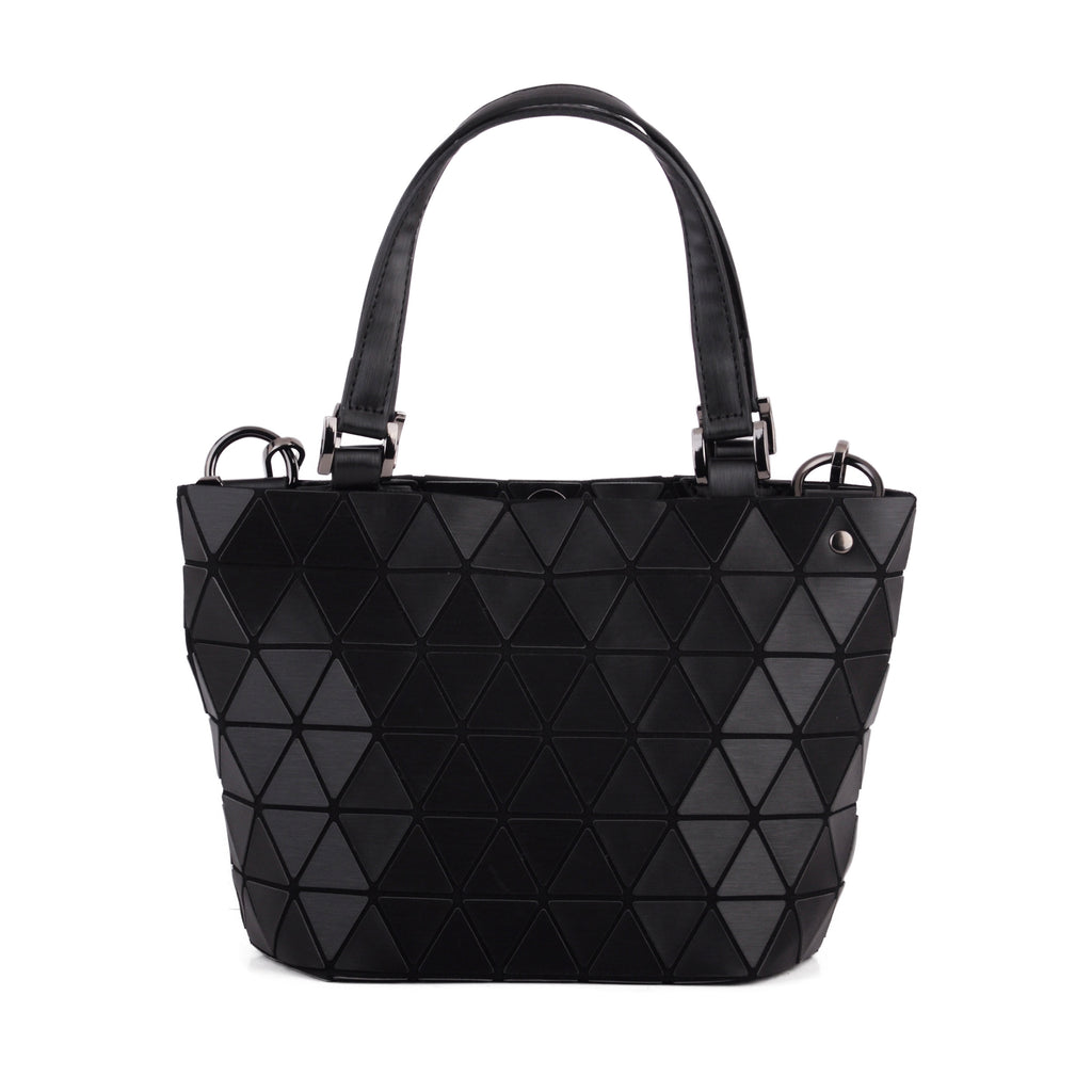 Front of Black Small Flexible Geometric Matte Tote Crossbody | Most Wanted USA