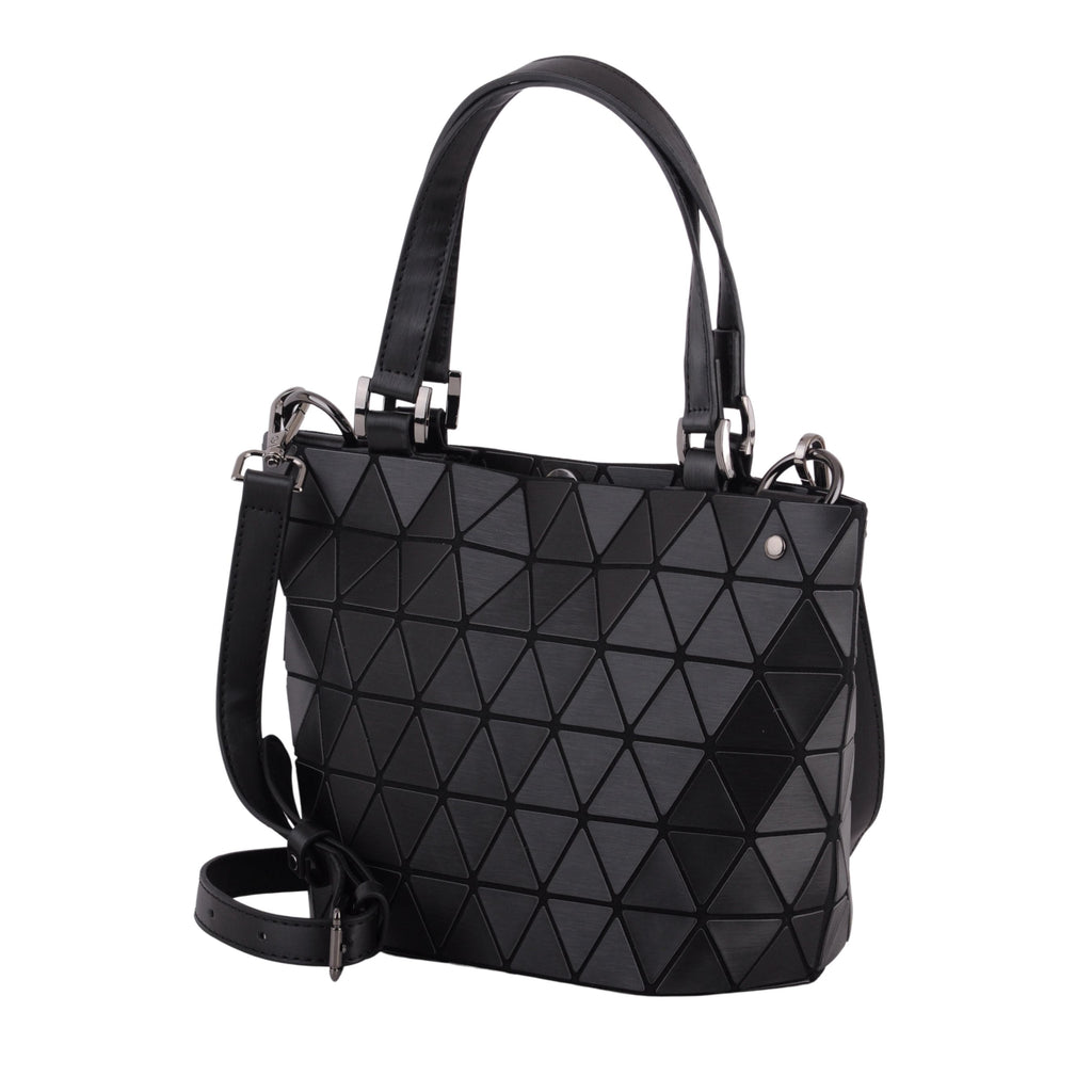 Side of Black Small Flexible Geometric Matte Tote Crossbody | Most Wanted USA