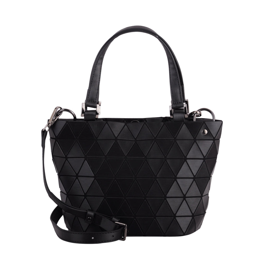 Back of Black Small Flexible Geometric Matte Tote Crossbody | Most Wanted USA