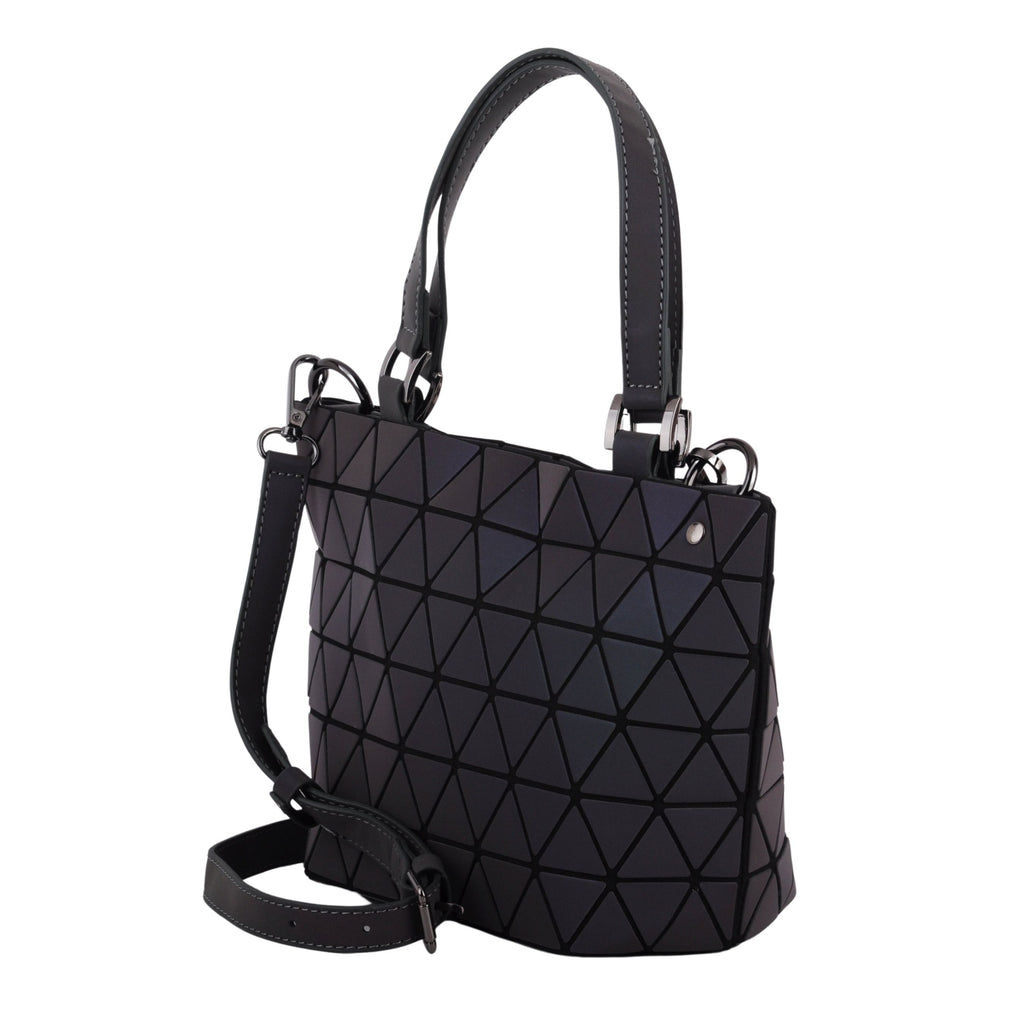 Side of Dark iIridescent Small Flexible Geometric Matte Tote Crossbody | Most Wanted USA