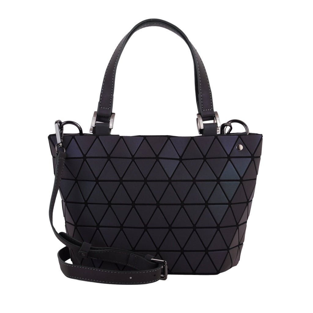 Back of Dark iIridescent Small Flexible Geometric Matte Tote Crossbody | Most Wanted USA